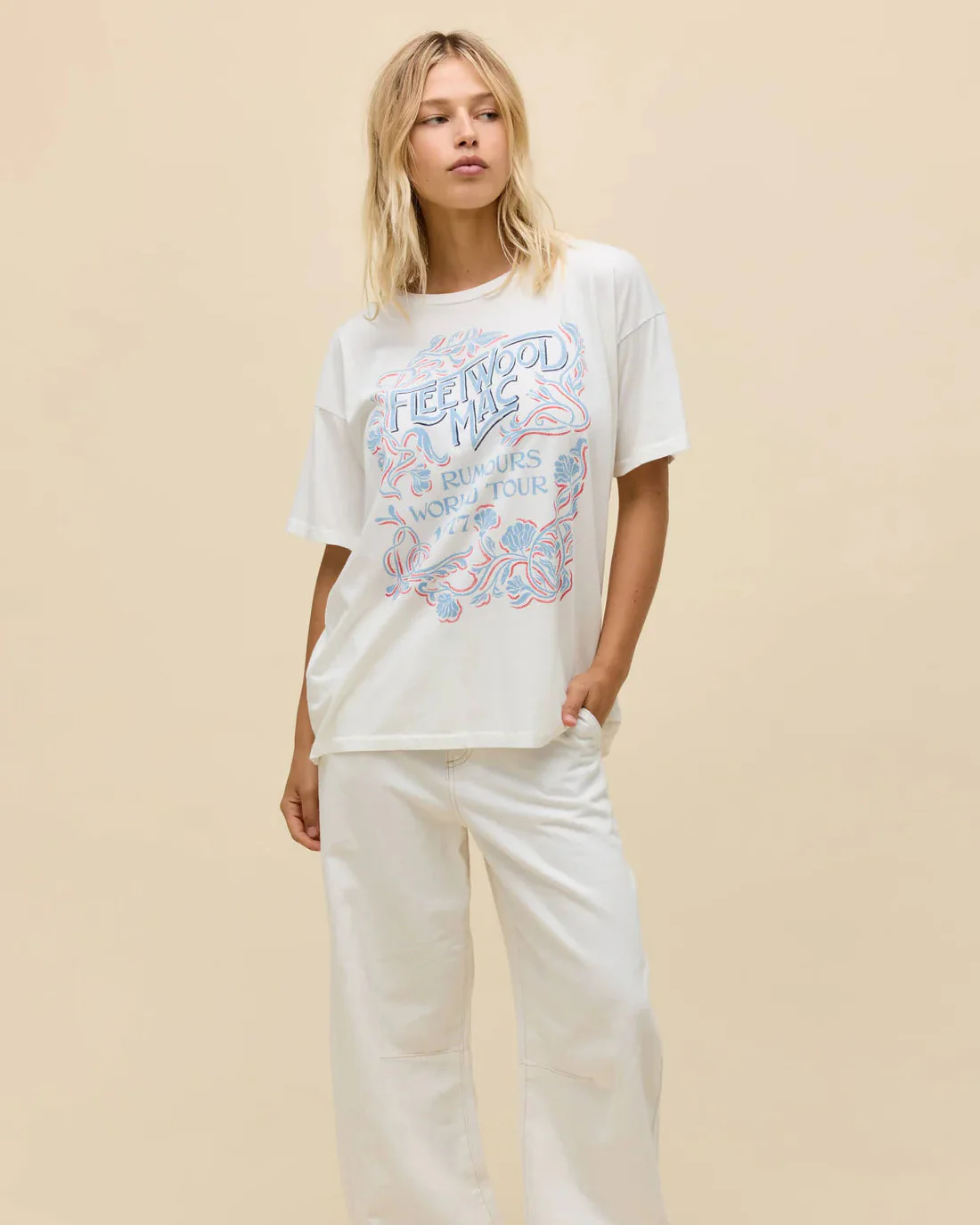 Fleetwood Mac World Tour '77 Merch Tee (Vintage White) - Image 6