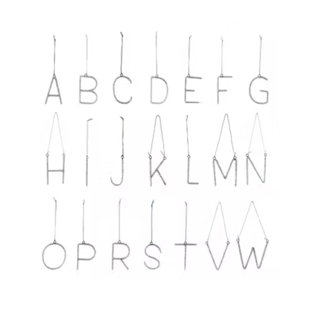 Metal Alphabet Ornament with Glass Beads