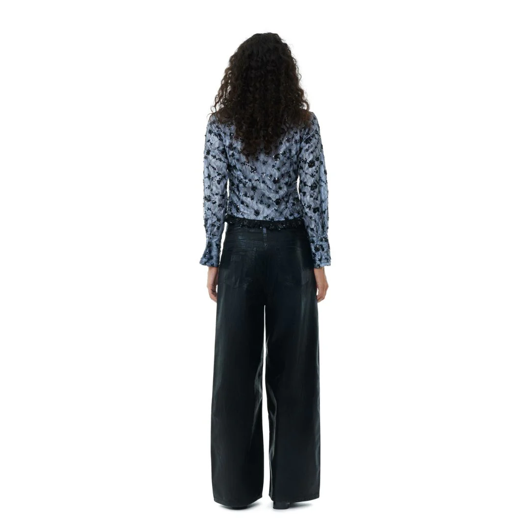 Foil Denim Wide Jeans (Black) - Image 3