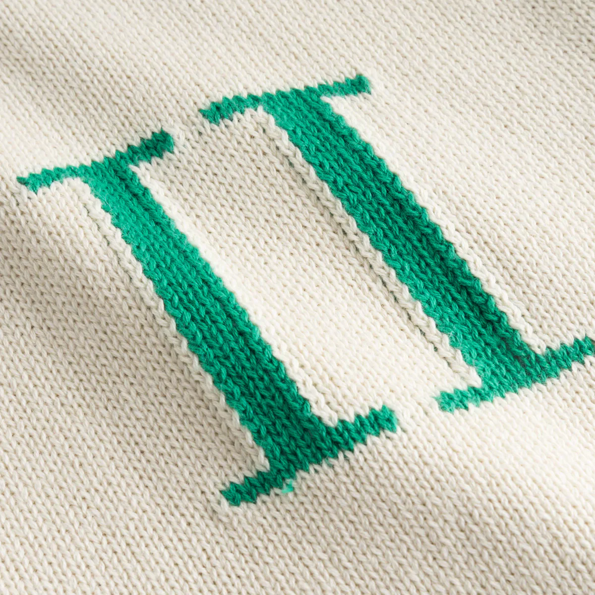 Forrest Cotton Intarsia Cardigan (Ivory + Sports Green) - Image 2
