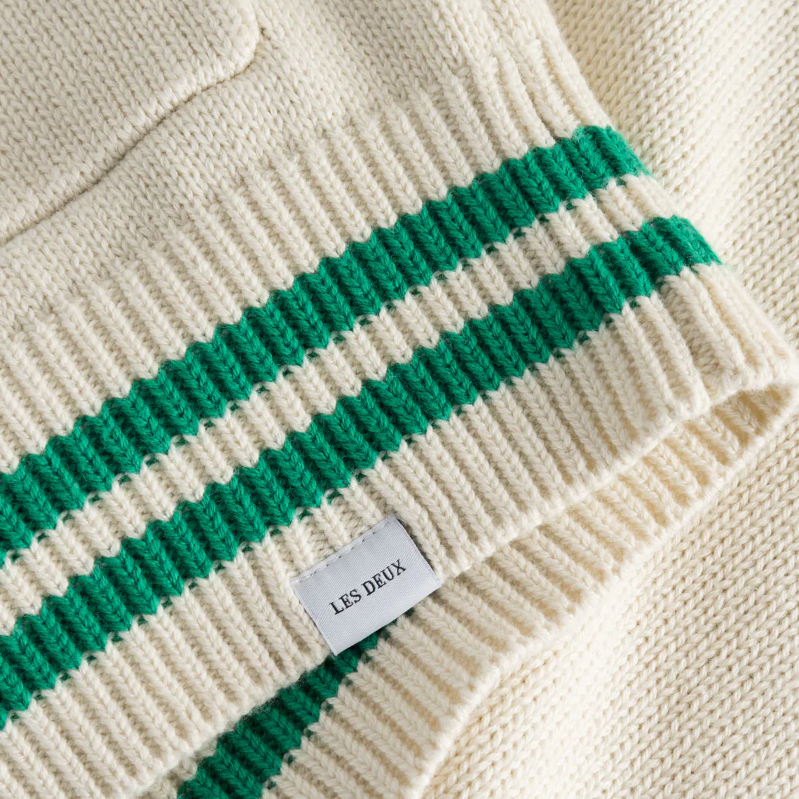Forrest Cotton Intarsia Cardigan (Ivory + Sports Green) - Image 4