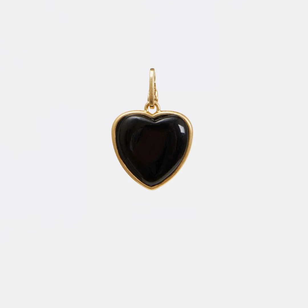Framed Heart Charm (Vintage Gold + Black Onyx)