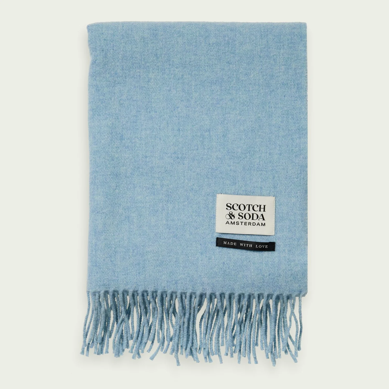 Fringed Wool Scarf (Turquoise Melange) - Image 2
