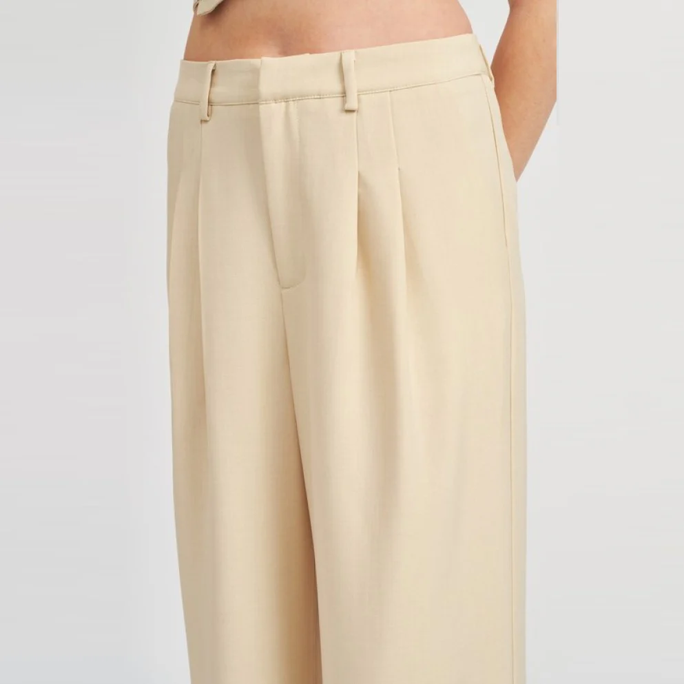 Full Length Pleated Pants (Light Taupe) - Image 2