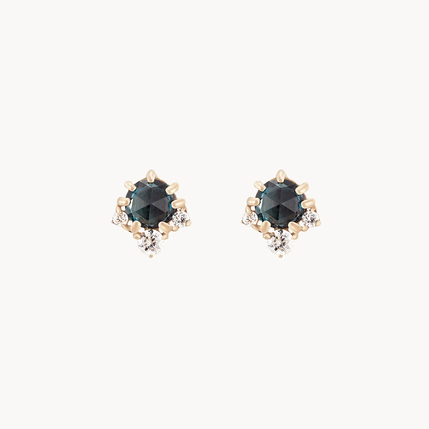 Full Moon Glow Diamond London Blue Topaz Earring (Gold)