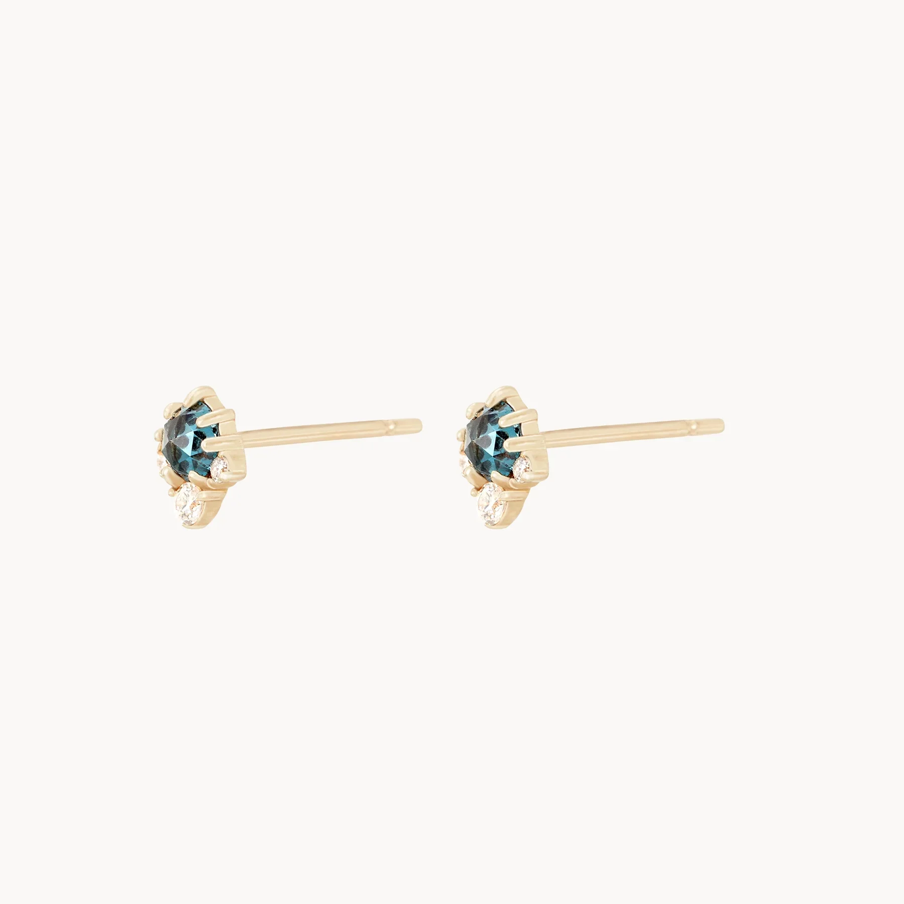Full Moon Glow Diamond London Blue Topaz Earring (Gold) - Image 2