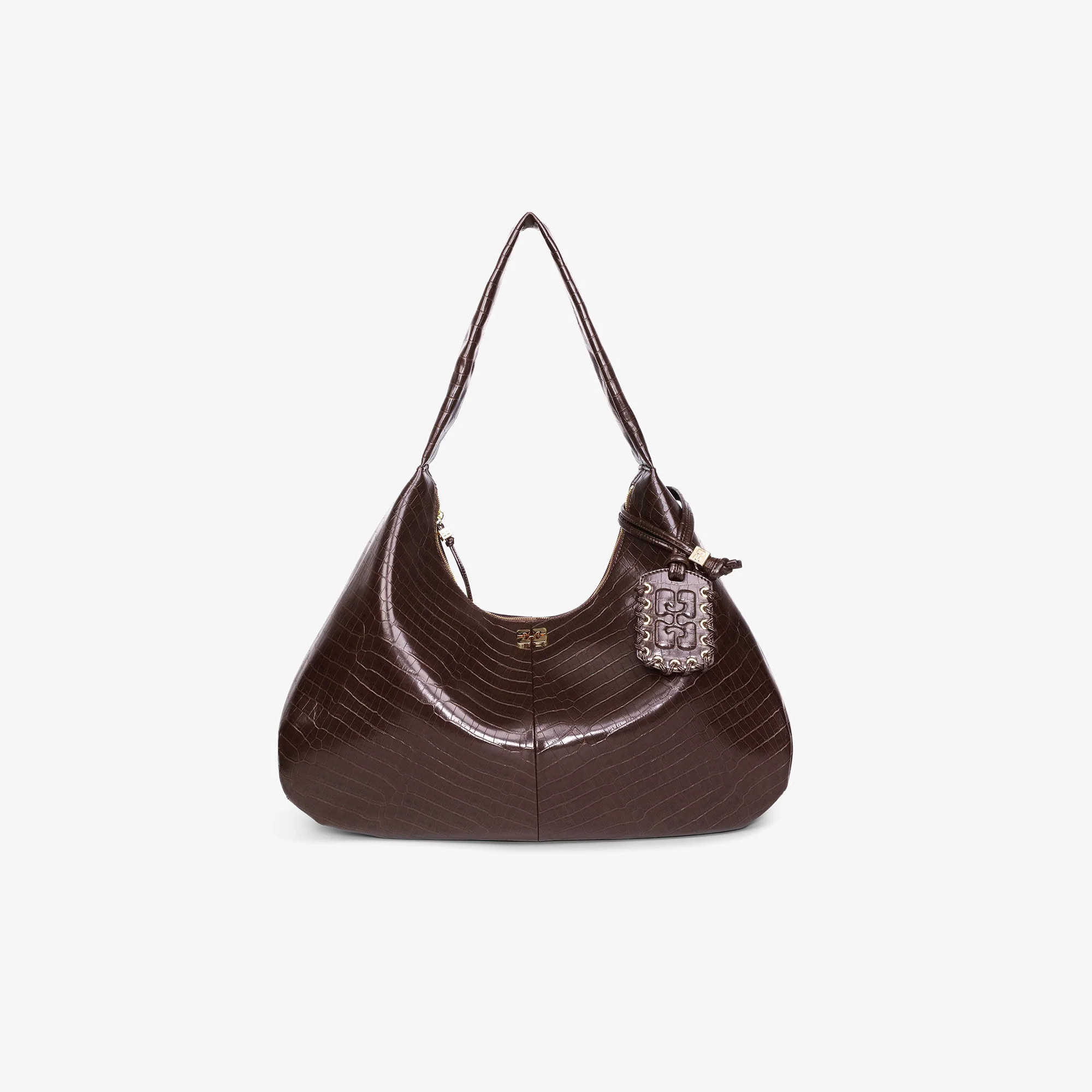 Ganni Bou Bag Hobo XXL Croco (Chocolate Fondant) - Image 6