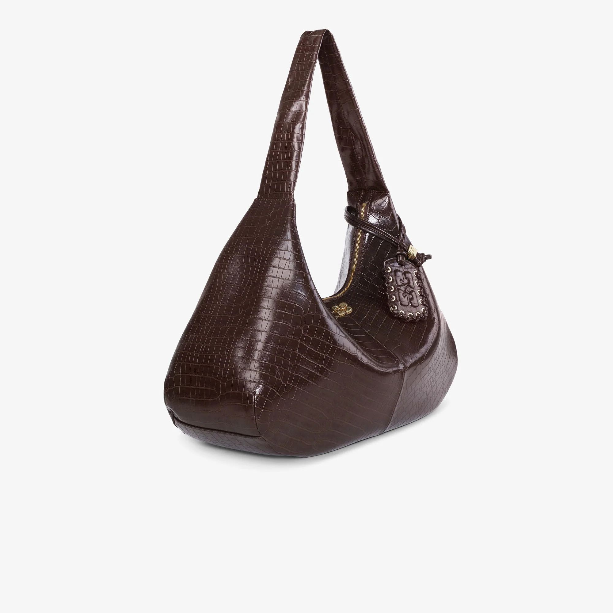 Ganni Bou Bag Hobo XXL Croco (Chocolate Fondant) - Image 7