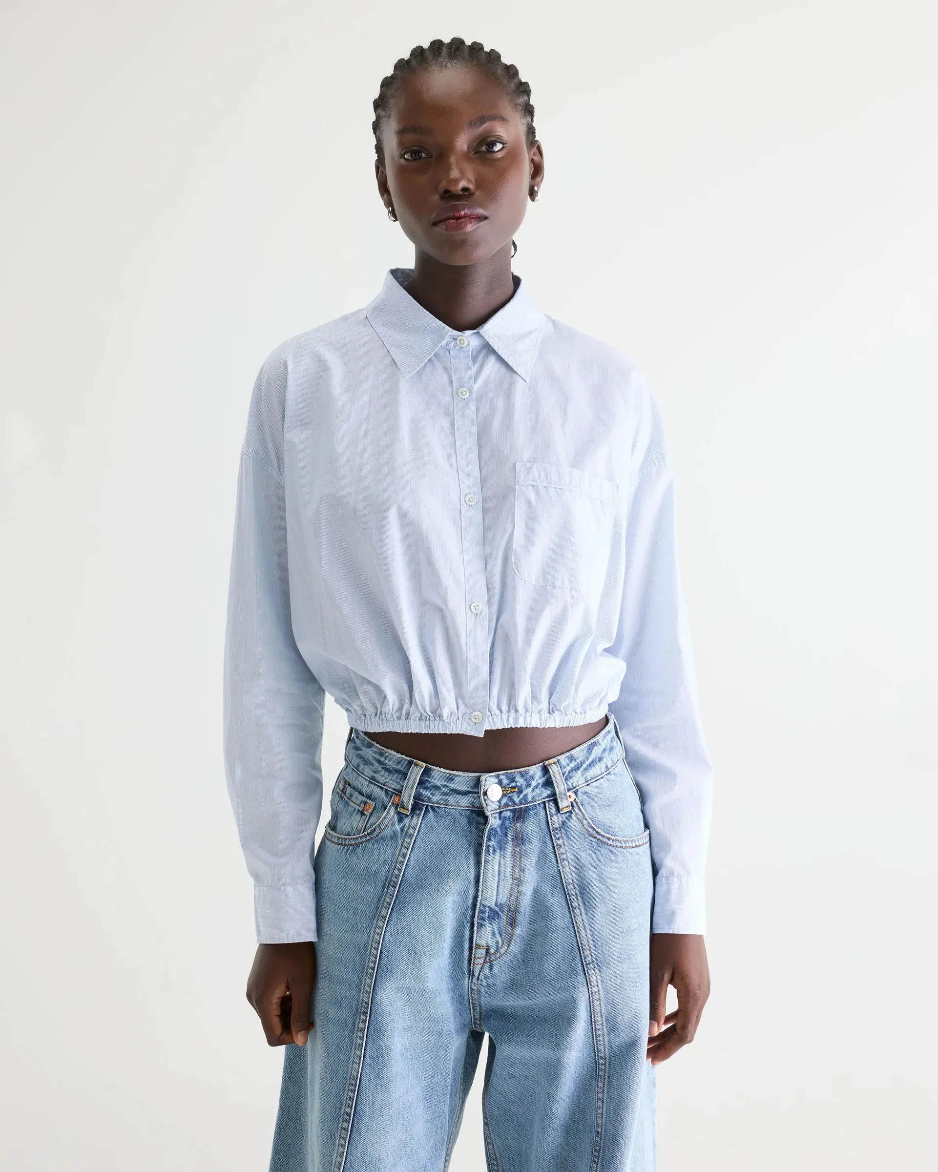 Gemma Cropped Shirt (Stripe G)