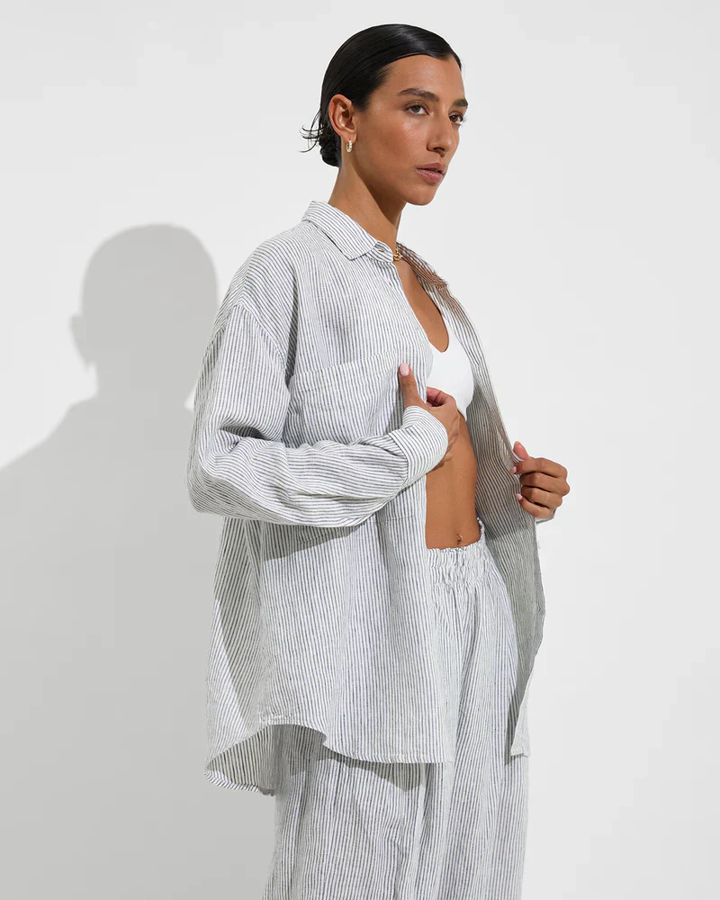 Getaway Button Down Coastal Stripe (Varsity + Coconut) - Image 3