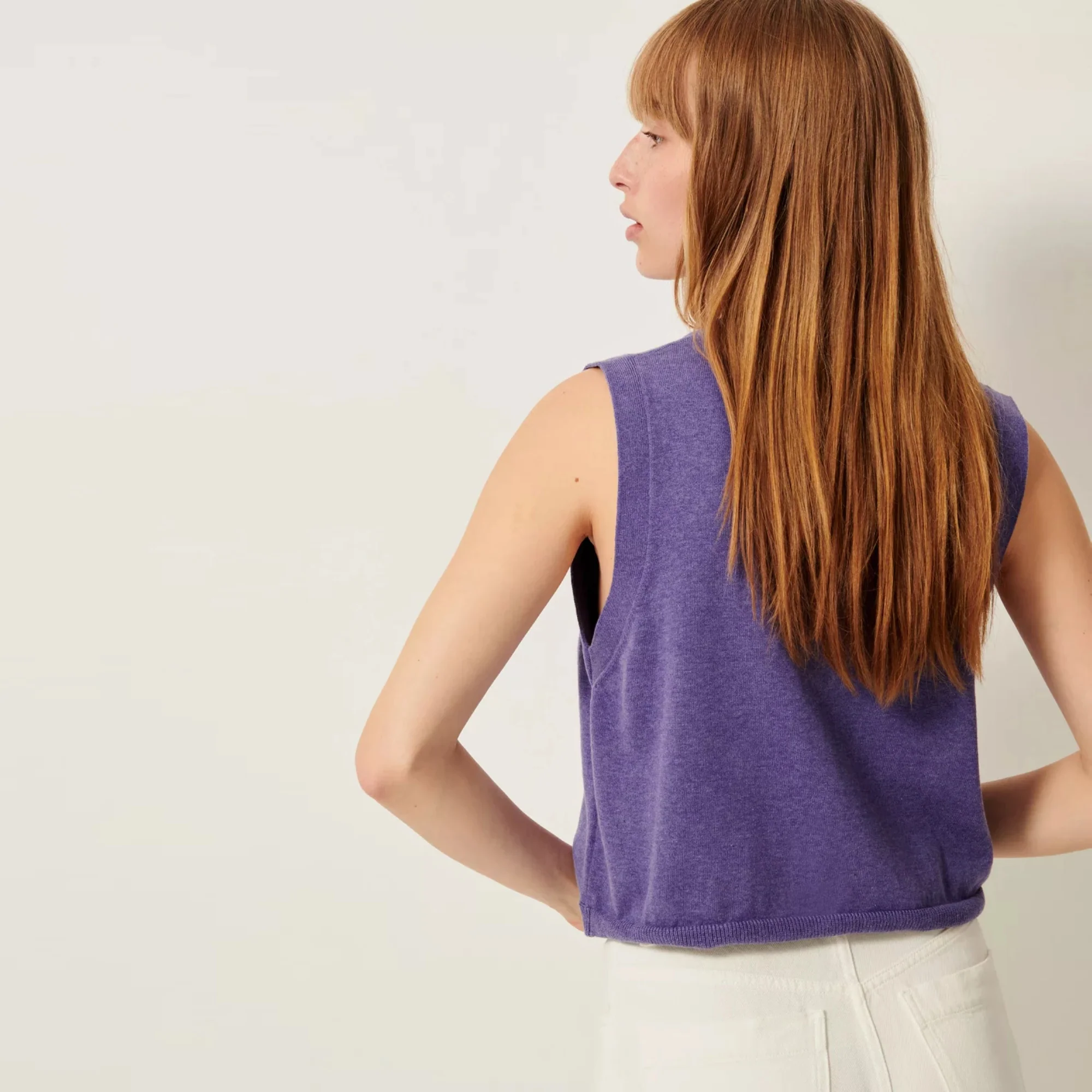 Giancarlo Sleeveless Cardigan (Amethyst) - Image 3