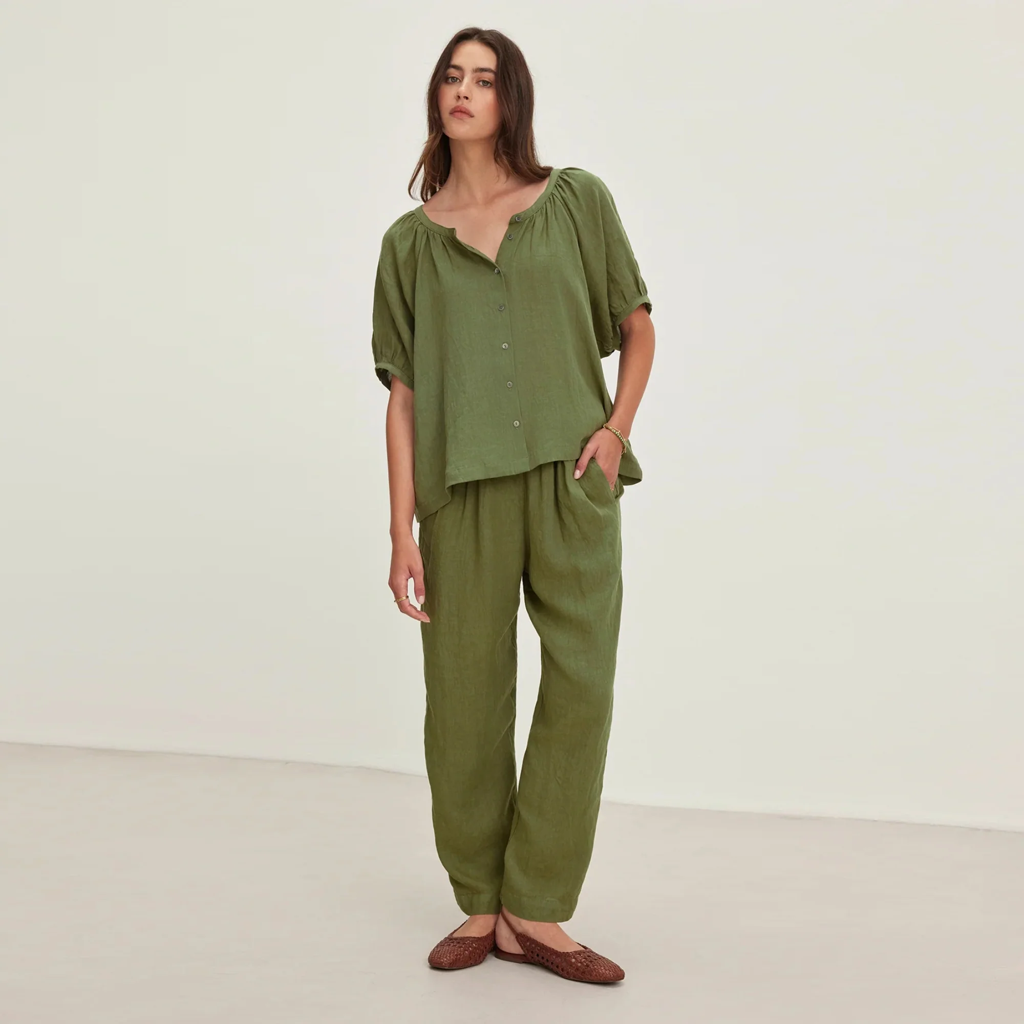 Gini Woven Linen Pant (Sap) - Image 4