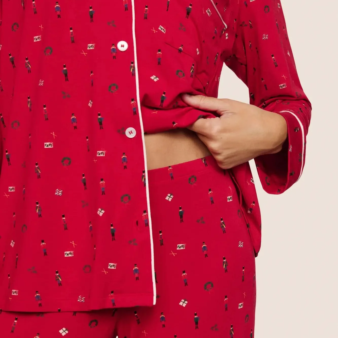 Gisele Long PJ Set (Holly Red + Ivory) - Image 3