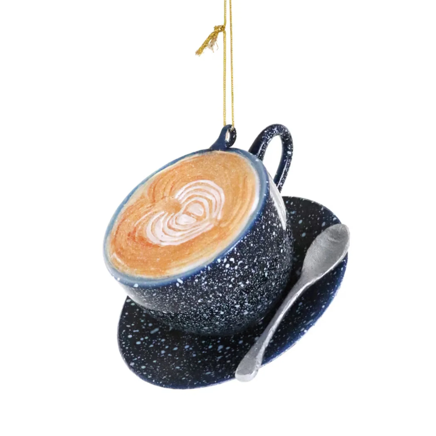 Glass Cafe Au Lait Blue Ornament