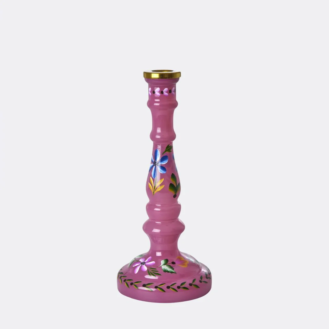 Glass Candle Holder (Pink)