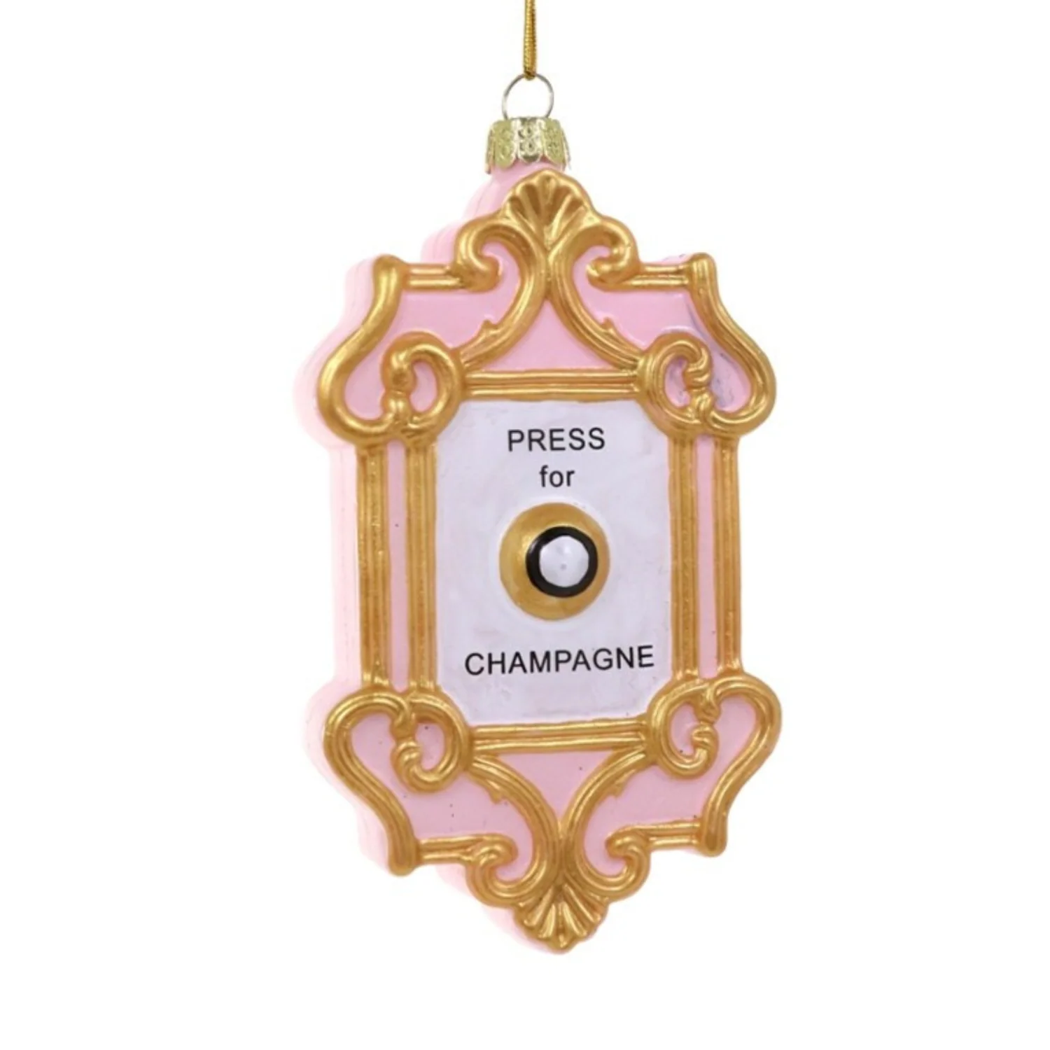 Glass Champagne Button Ornament