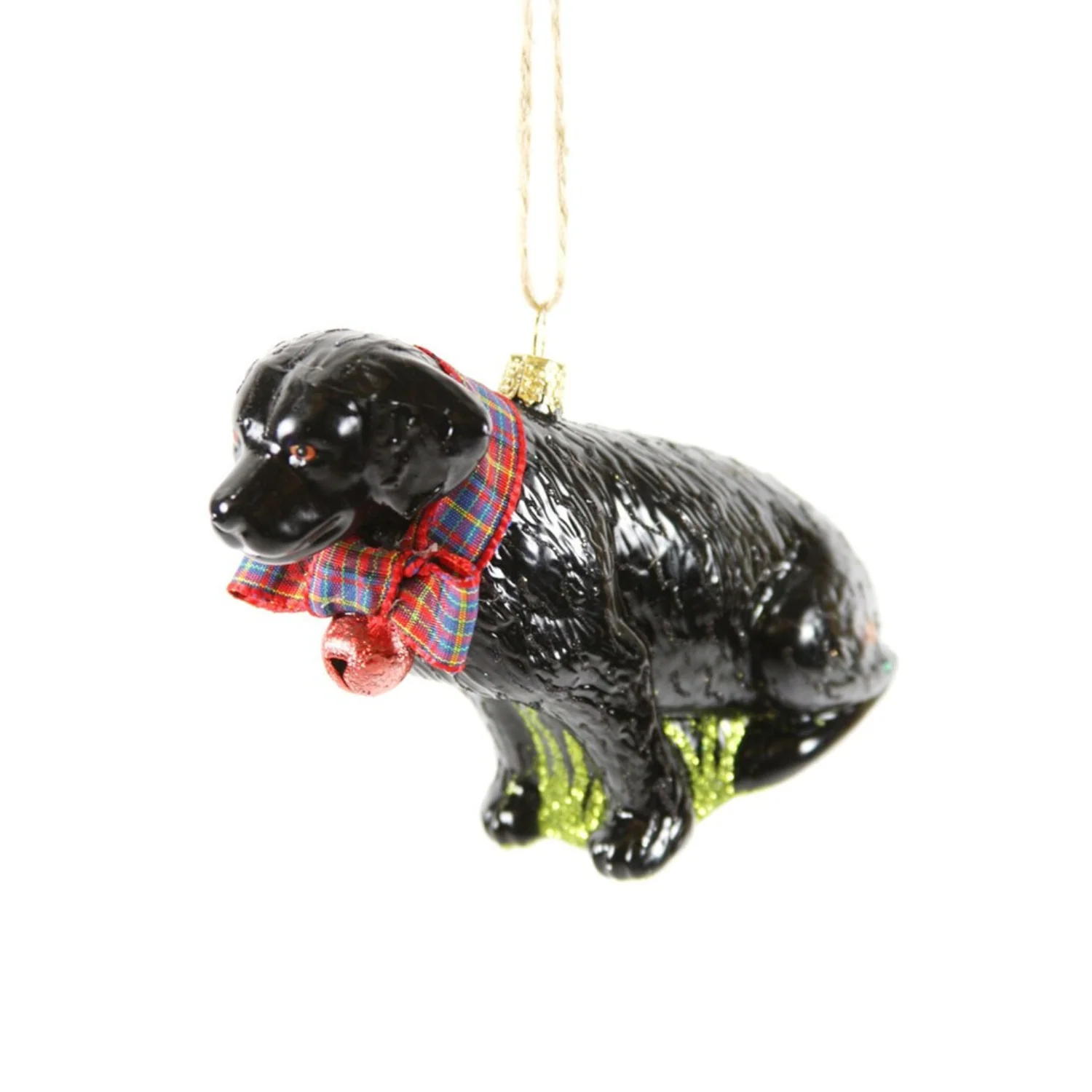 Glass Festive Black Lab Ornament
