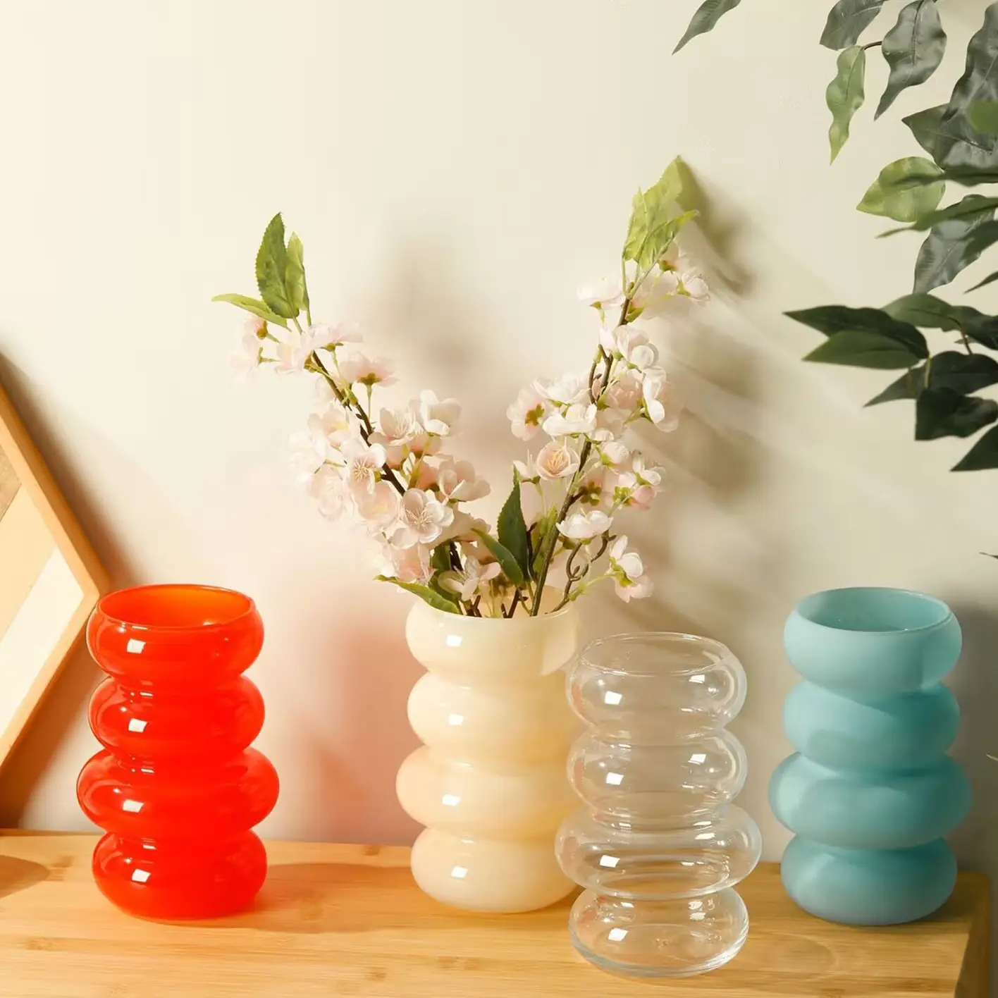 Glass Floral Vase w/ Ring Layers (Small) - Image 2
