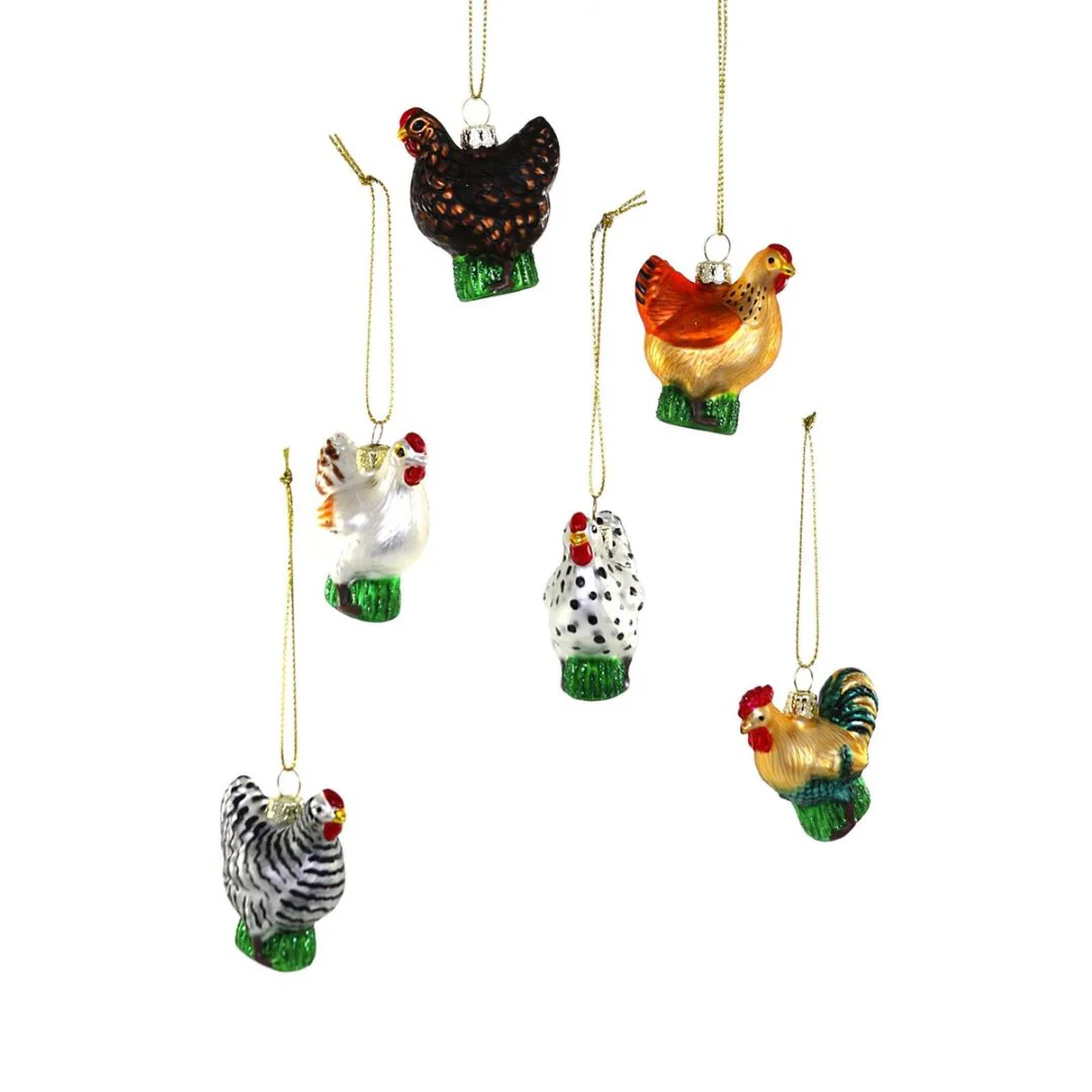 Glass Farmstead Chicken Ornament