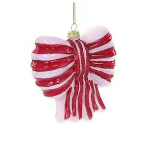 Glass Striped Bow Ornament
