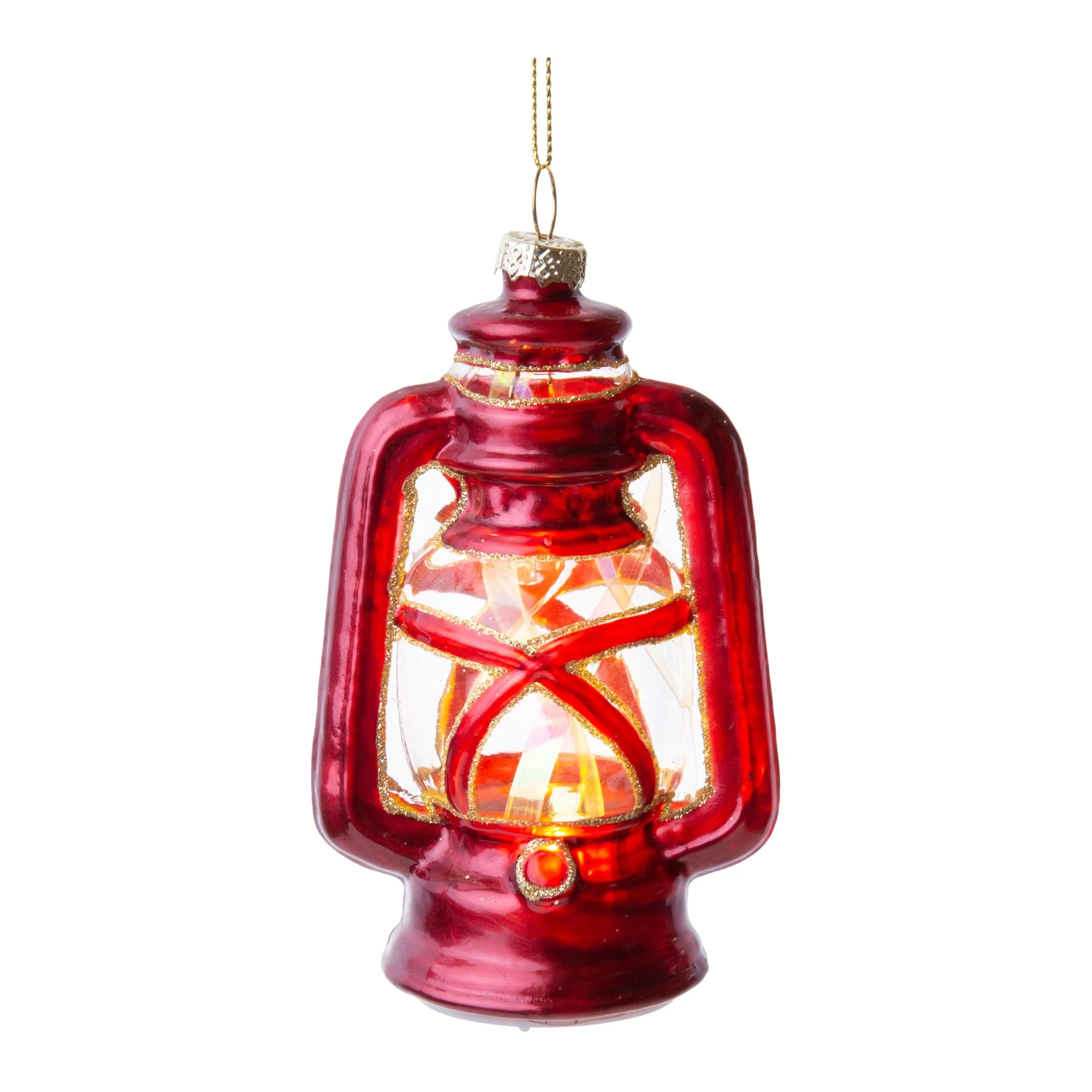 Glass Lantern with Light Ornament