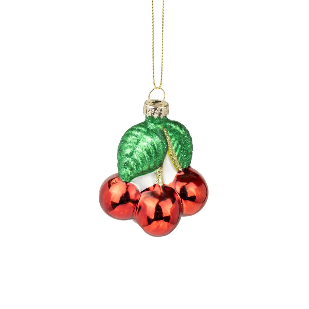 Glass Red Cherries Ornament