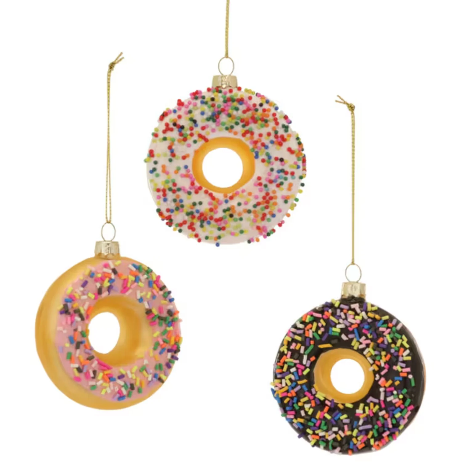 Glass Sprinkled Donut Ornament