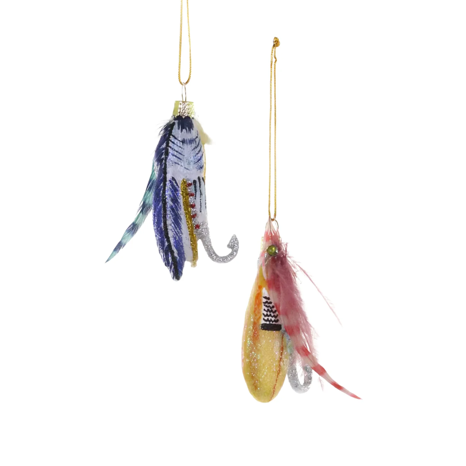Glass Vintage Fishing Flies Ornament