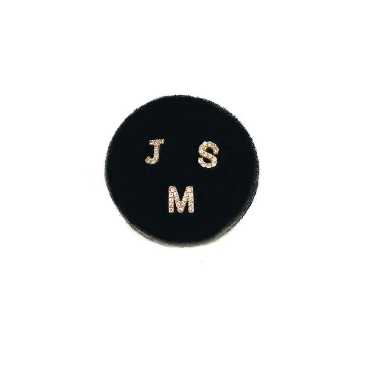 Gold Initial Earring With CZ - Image 2