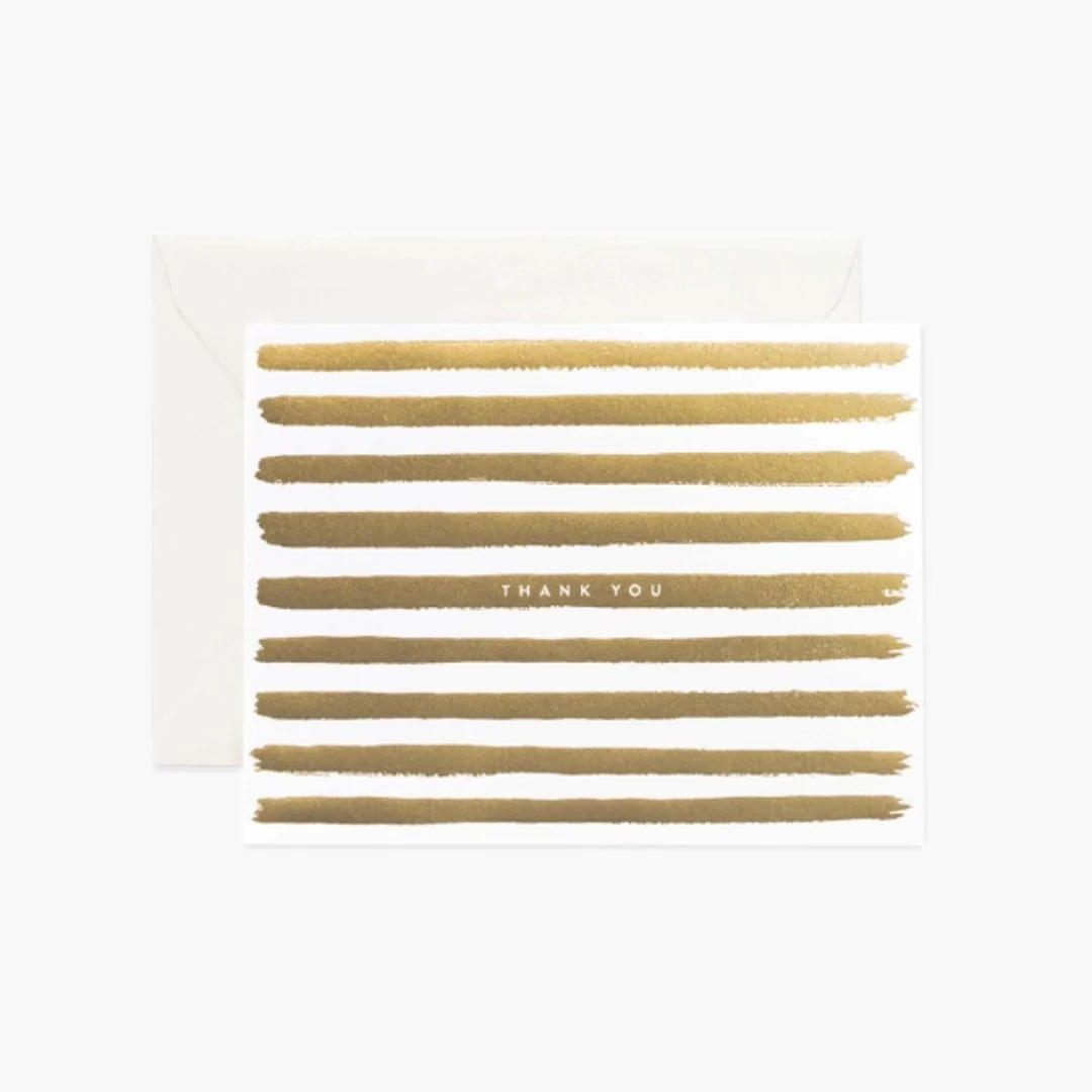 Gold Stripes Thank You Card (Boxed Set Of 8)