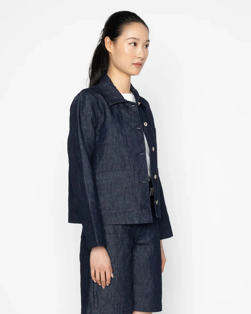 Gracie Jacket Linen Blend Denim (Indigo) - Image 2