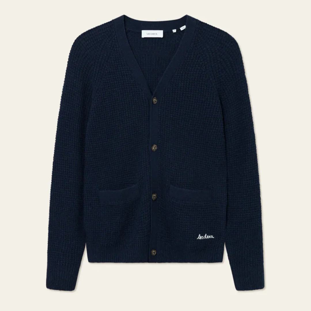 Grady Waffle Cardigan (Dark Navy)