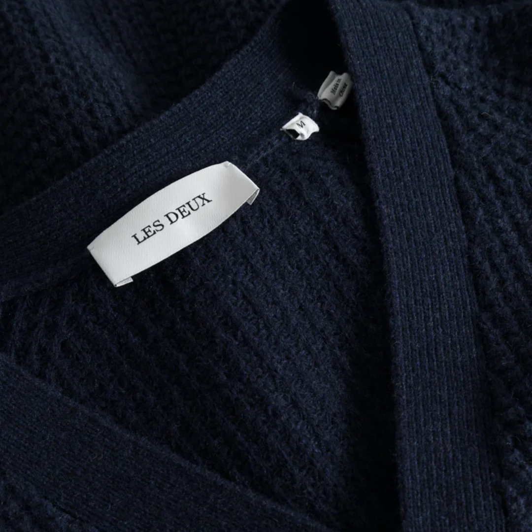 Grady Waffle Cardigan (Dark Navy) - Image 3