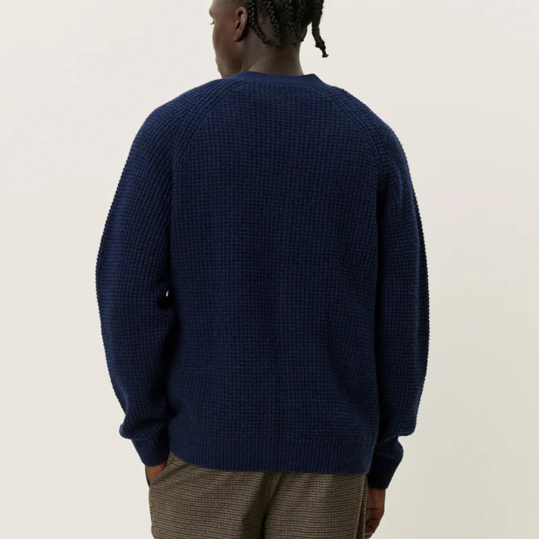 Grady Waffle Cardigan (Dark Navy) - Image 4