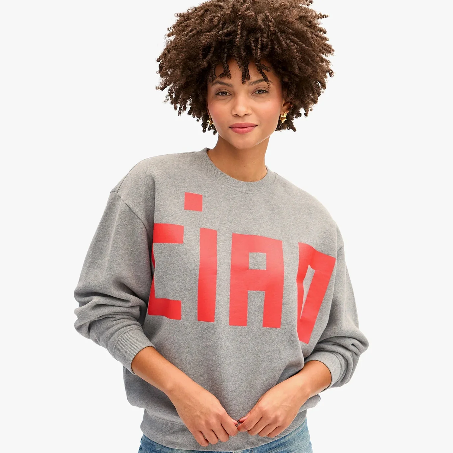 Grand Block "Ciao" Oversized Sweatshirt (Grey Melange)