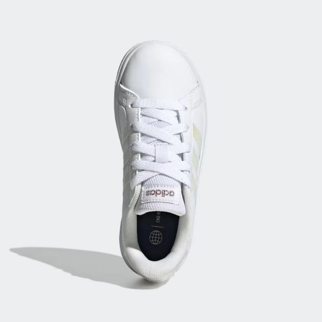 Grand Court Lifestyle Lace Tennis Shoes (Cloud White + Iridescent + Cloud White) - Image 2