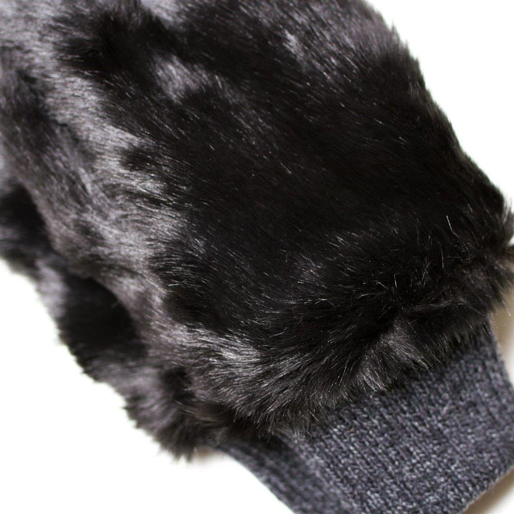 Grizzly Vegan Fur Gloves (Black) - Image 4