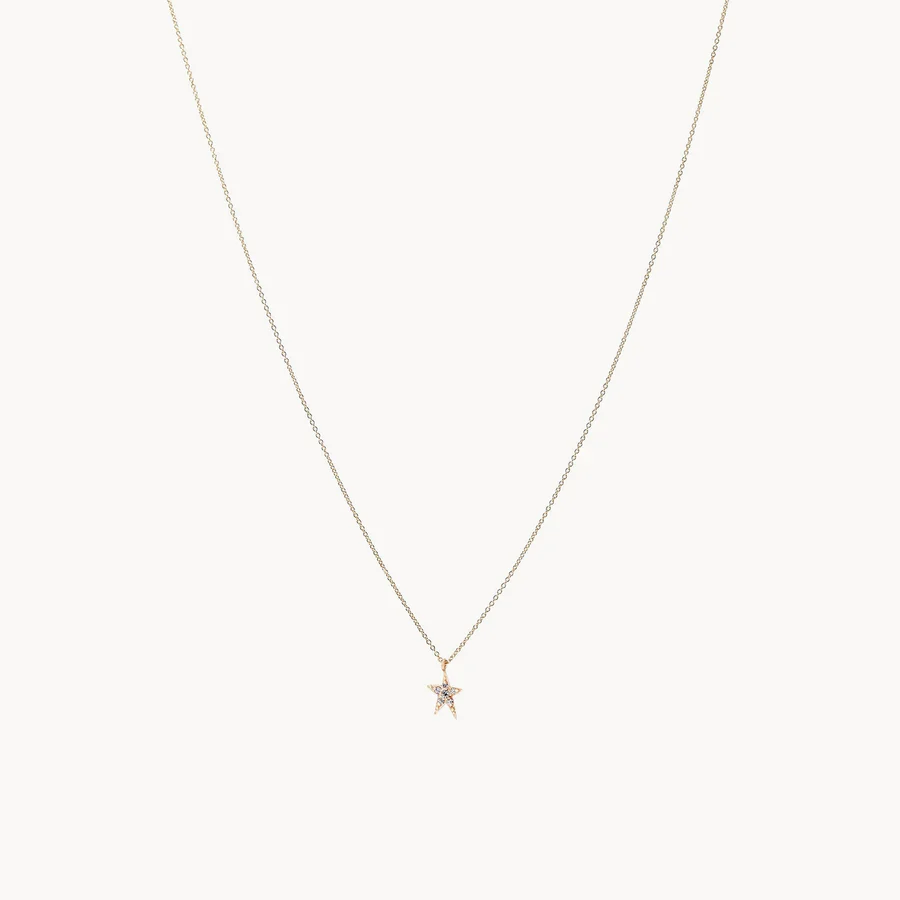 Guidance Pave Star Pendant Necklace (14K Gold)