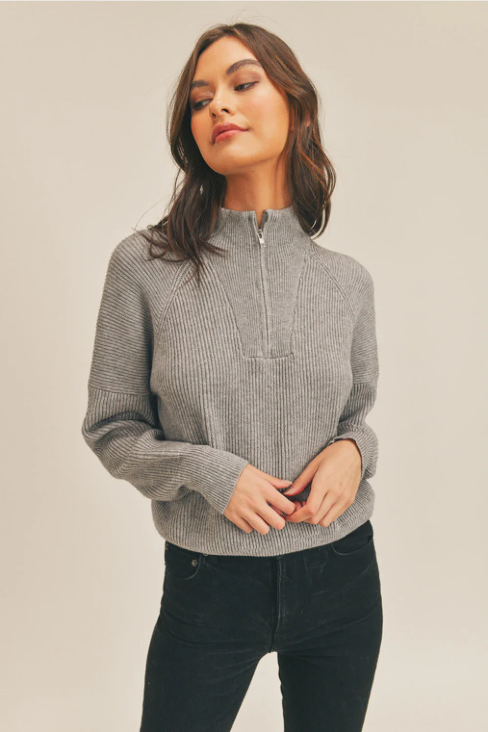 Half Zip Sweater (Grey) - Image 3