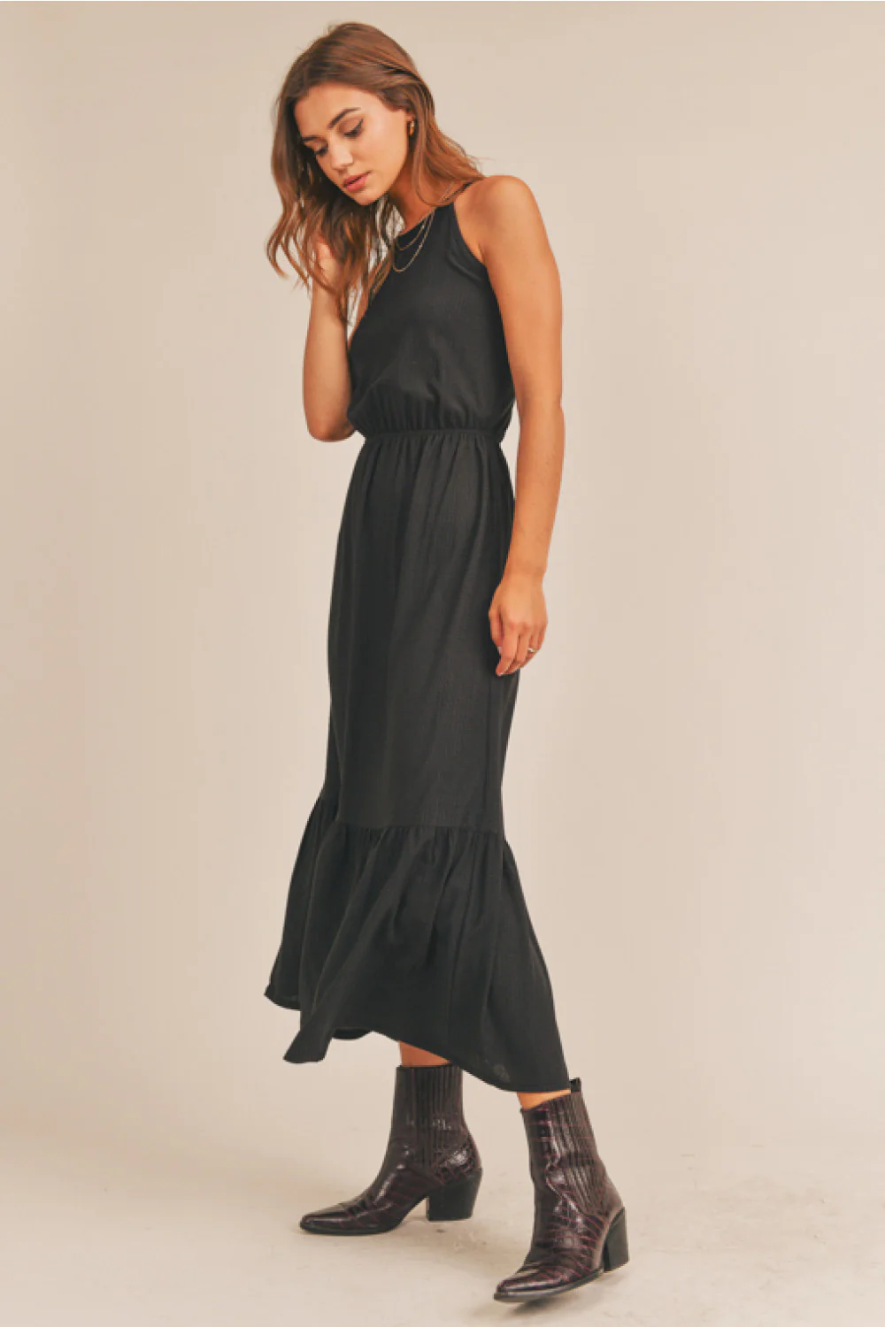 Halter Midi Dress (Black) - Image 4