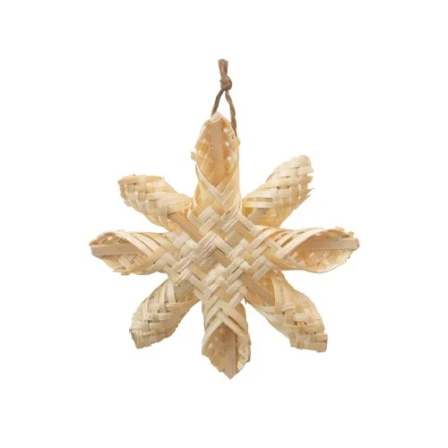 Hand-Woven Seagrass Snowflake Ornament (Natural)