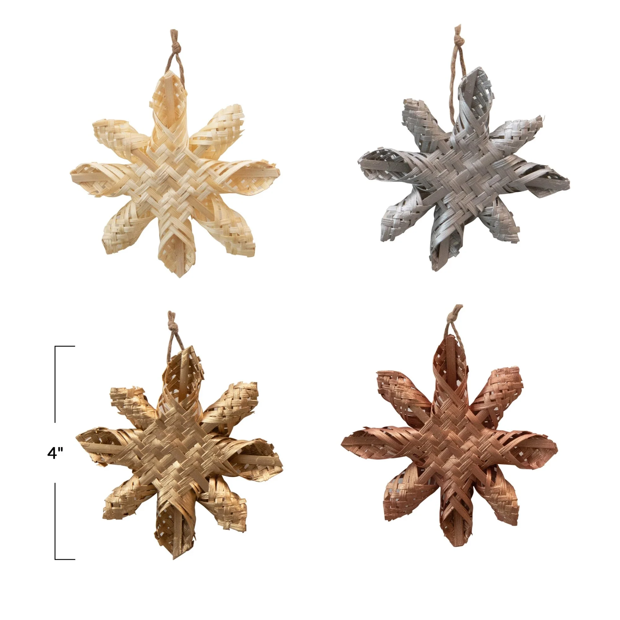 Hand-Woven Seagrass Snowflake Ornament (Natural) - Image 4