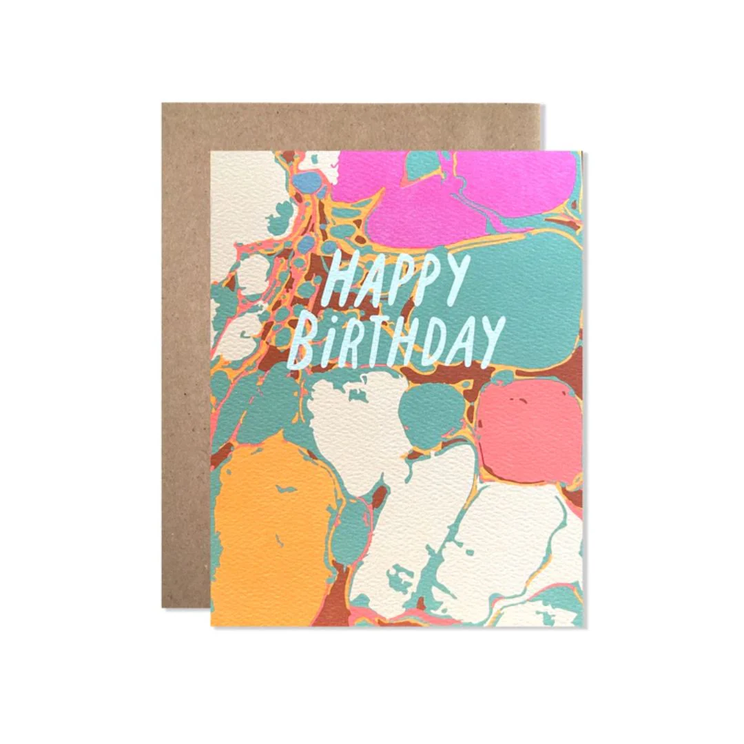 Happy Birthday Marbled Card