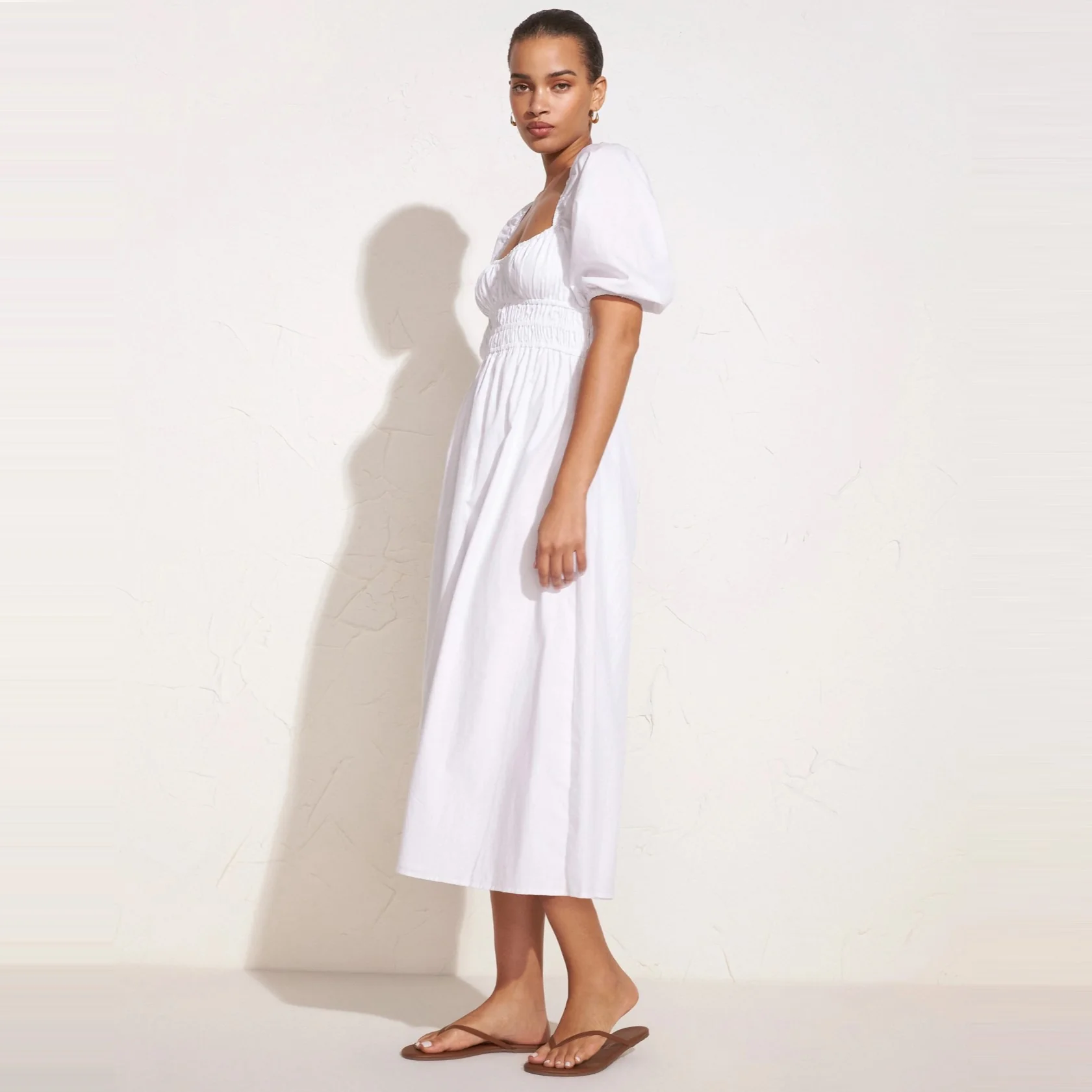 Harmonita Midi Dress (White) - Image 2