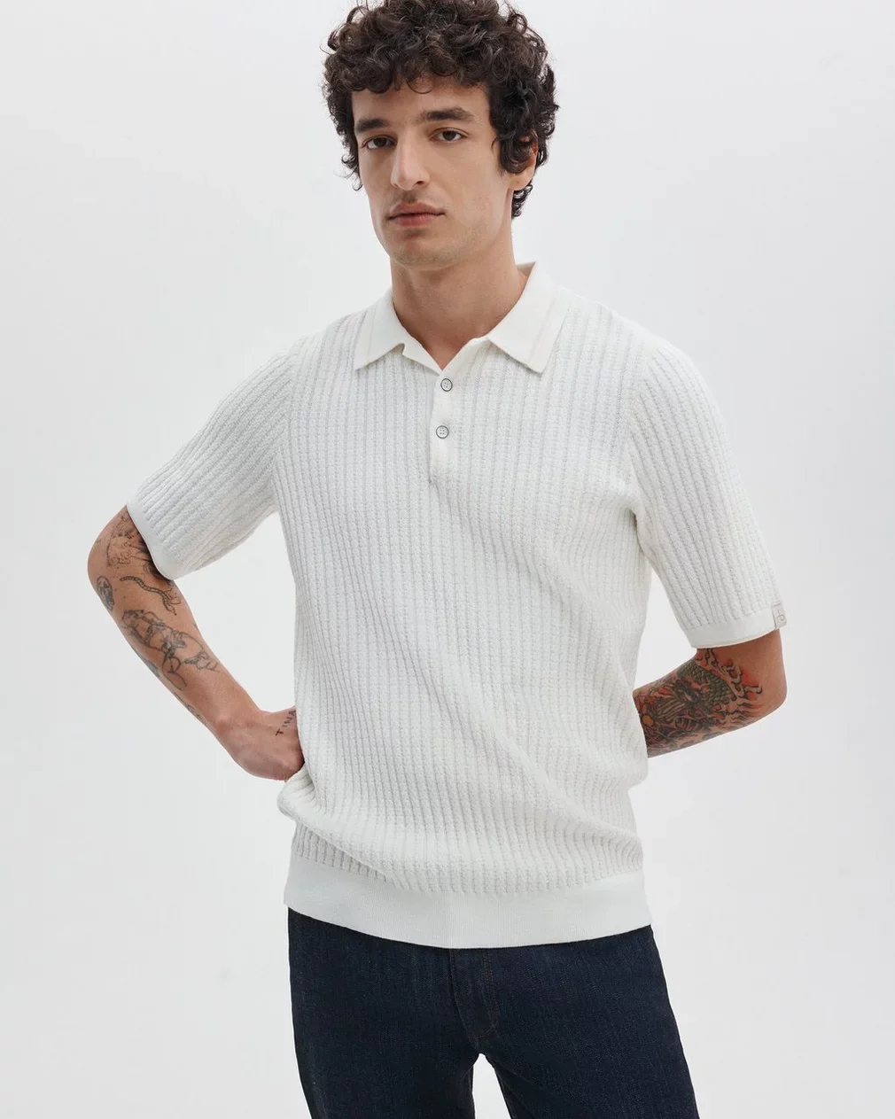 Harvey Rib Polo (Chalk)