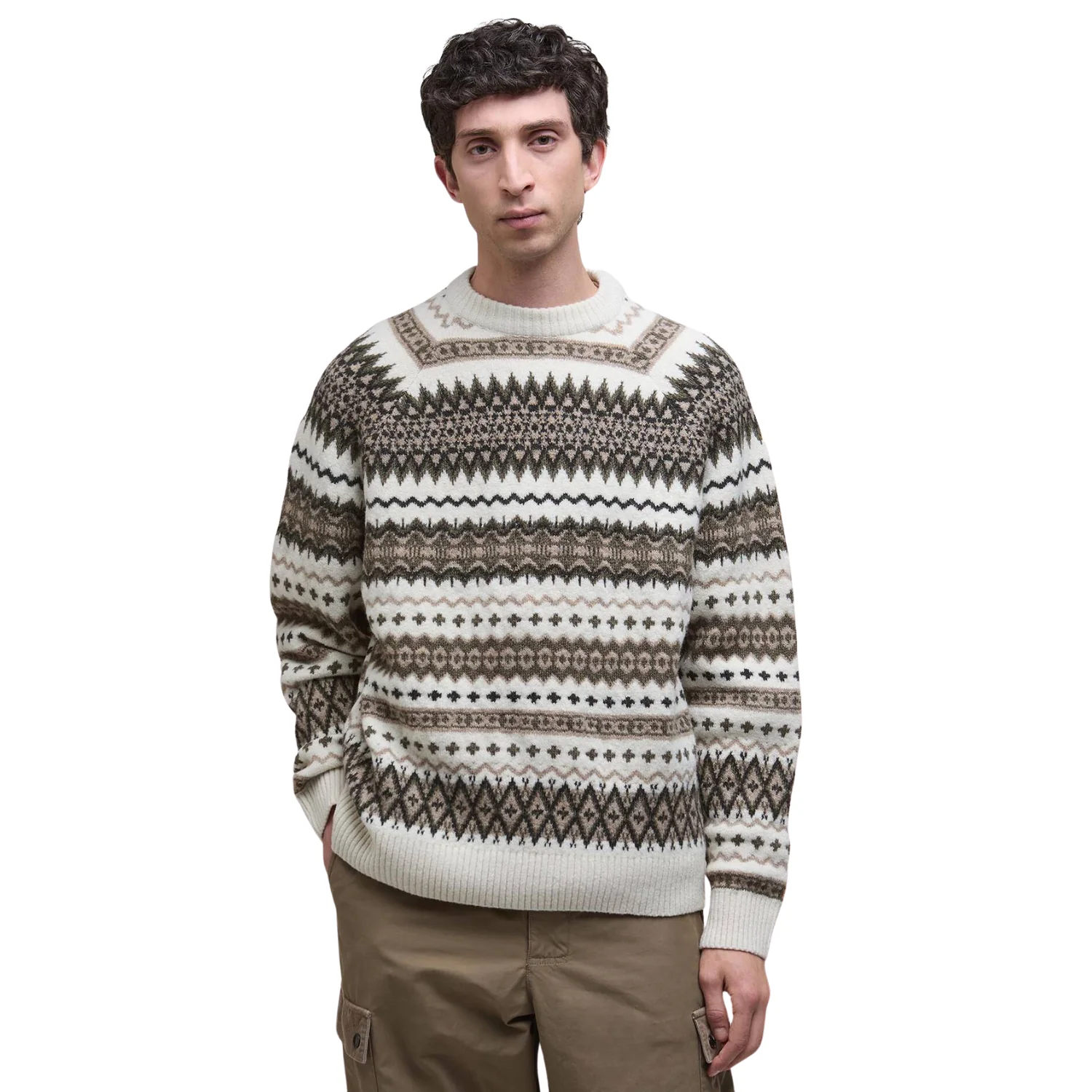 Hase Fair Isle Crew Neck Jumper (Whisper White) - Image 2