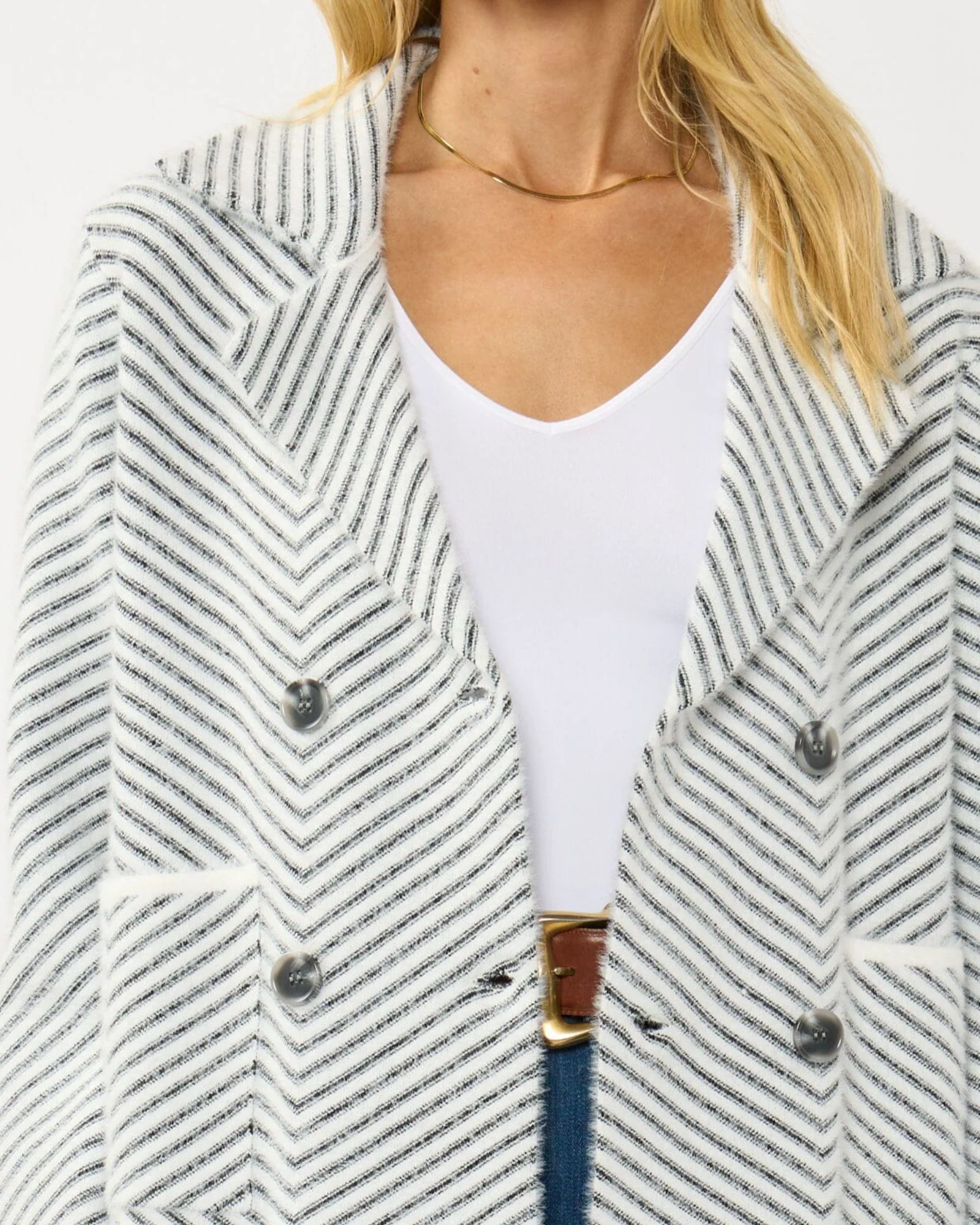 Haven Sweater Jacket (Black + White) - Image 7