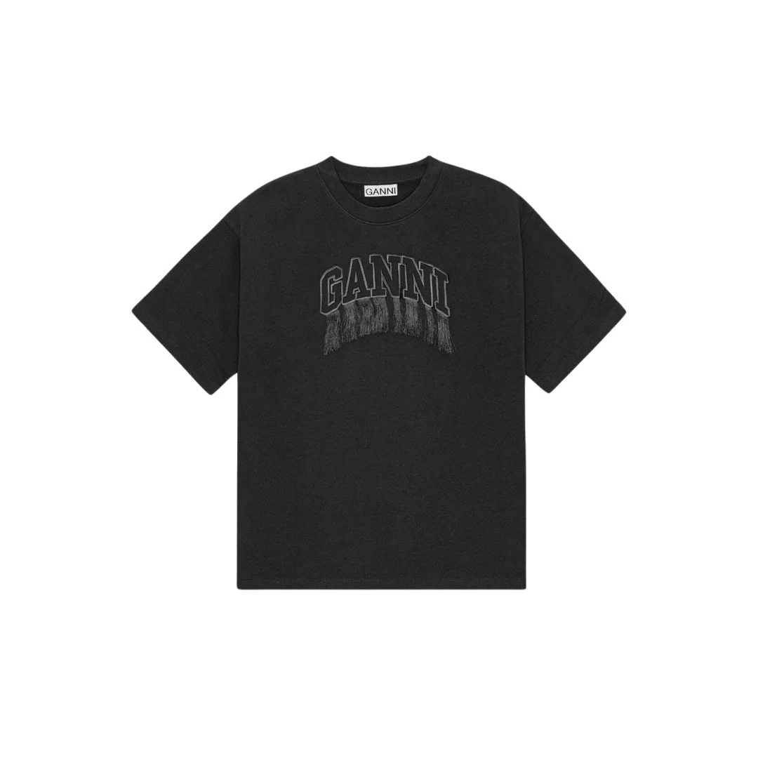 Heavy Cotton Drop Shoulder Fringe T-Shirt (Phantom) - Image 2