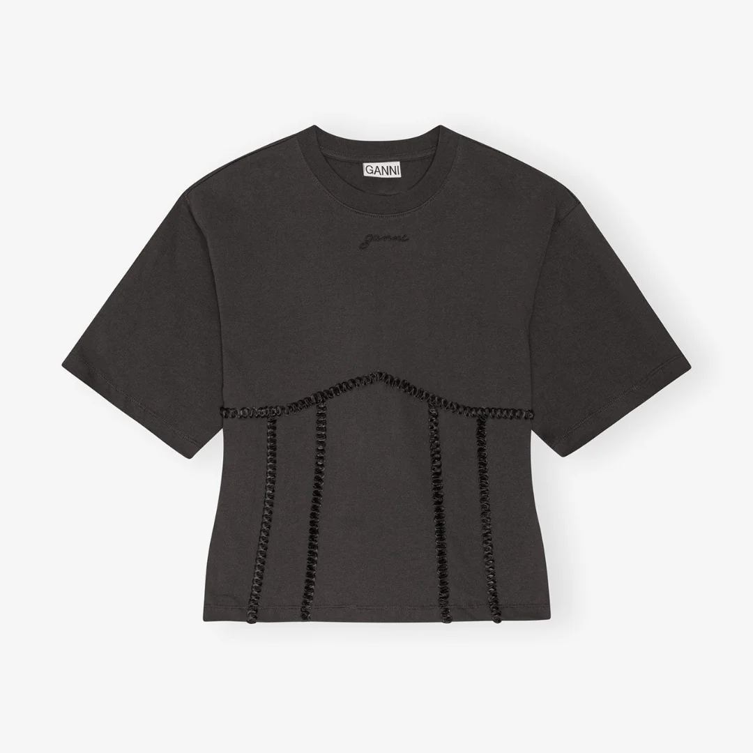 Heavy Cotton Tie Back Waisted T-Shirt (Phantom) - Image 3