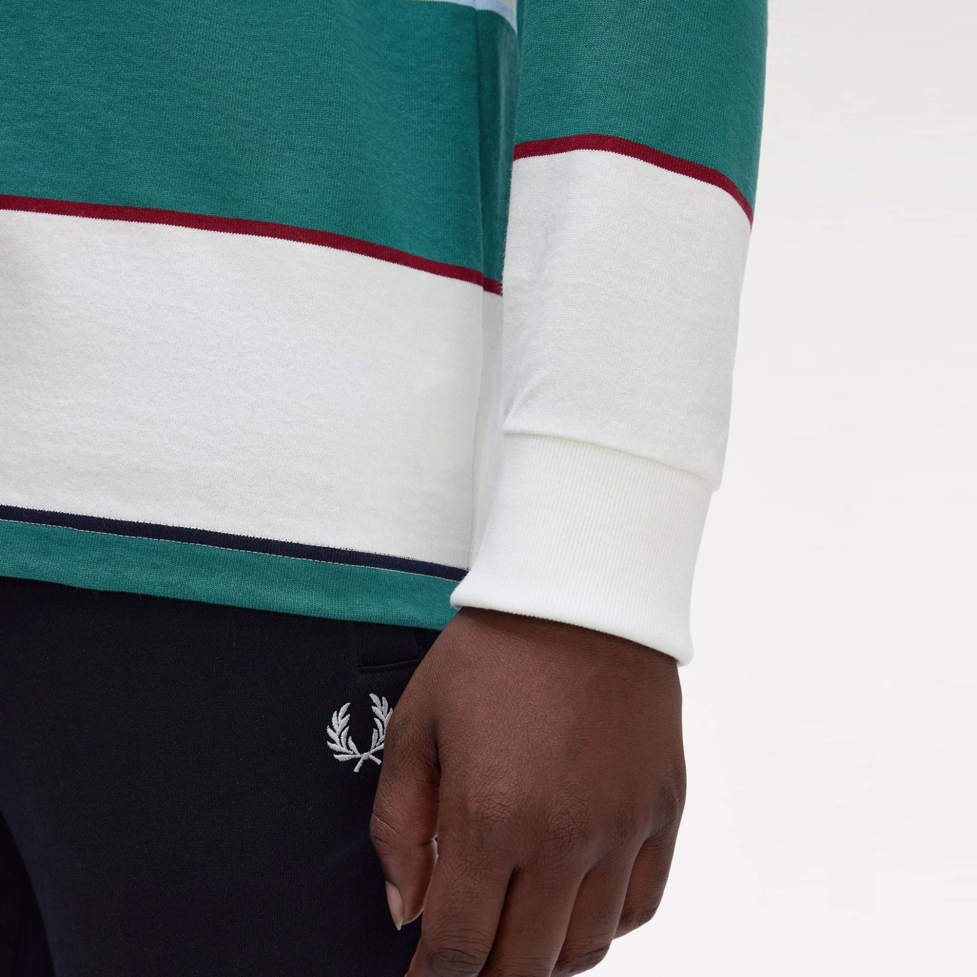 Heavyweight Jersey Striped Polo Shirt (Snow White) - Image 6